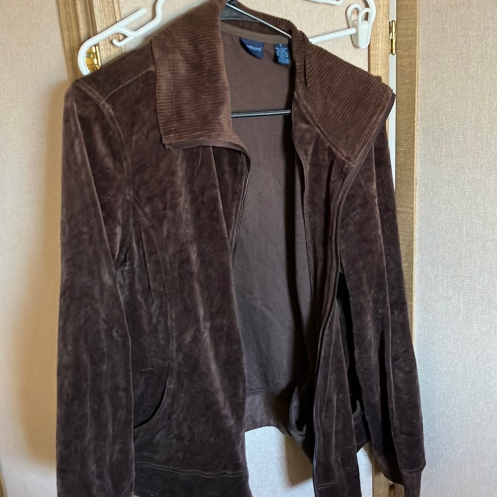 FINAL MARKDOWN Westbound Brown velour zip front Jacket large